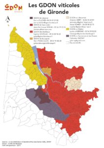 Carte des 7 GDON de Gironde et leurs coordonnées