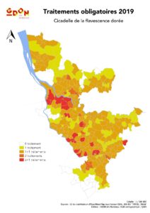 Carte des traitements sur le GDON des Bordeaux en 2019