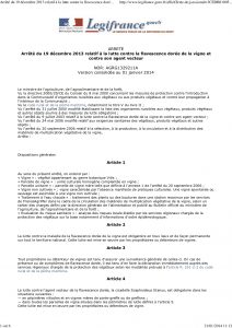 Arrête ministériel relatif à la lutte contre la flavescence dorée