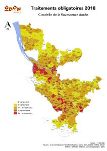 Carte des traitements sur le GDON des Bordeaux en 2018