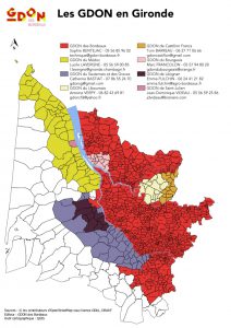 Carte des GDON en Gironde et coordonnées